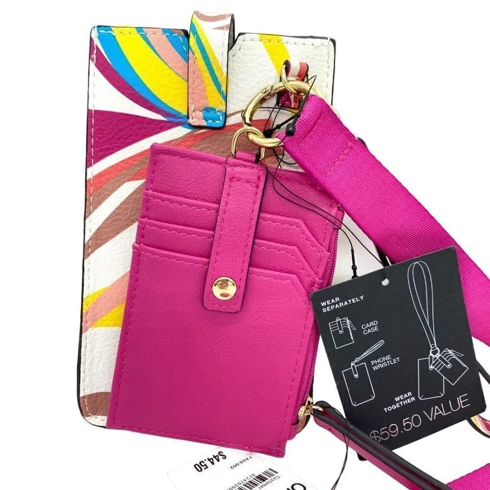 INC International Concepts Womens Ashlii Pink Lanyard Card Case Phone Wallet